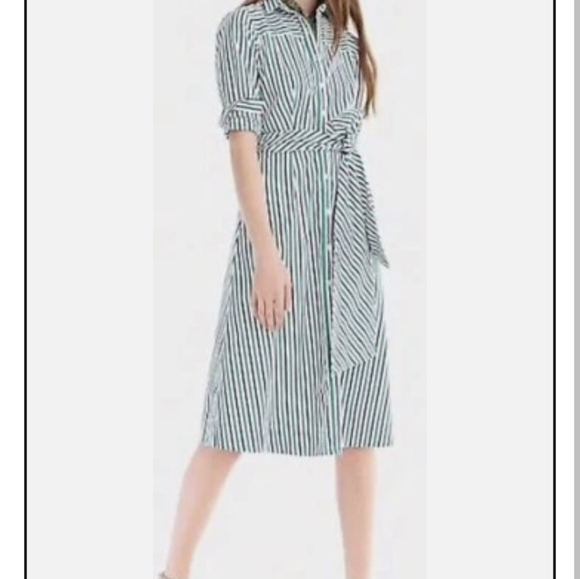 J. Crew Dresses & Skirts - J. Crew Multicolour Striped Button Down Belted Tie Waist Midi Shirtdress Size 6